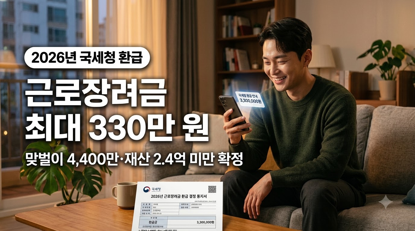 근로장려금 신청 전 가구 소득과 재산 요건을 확인하는 근로자