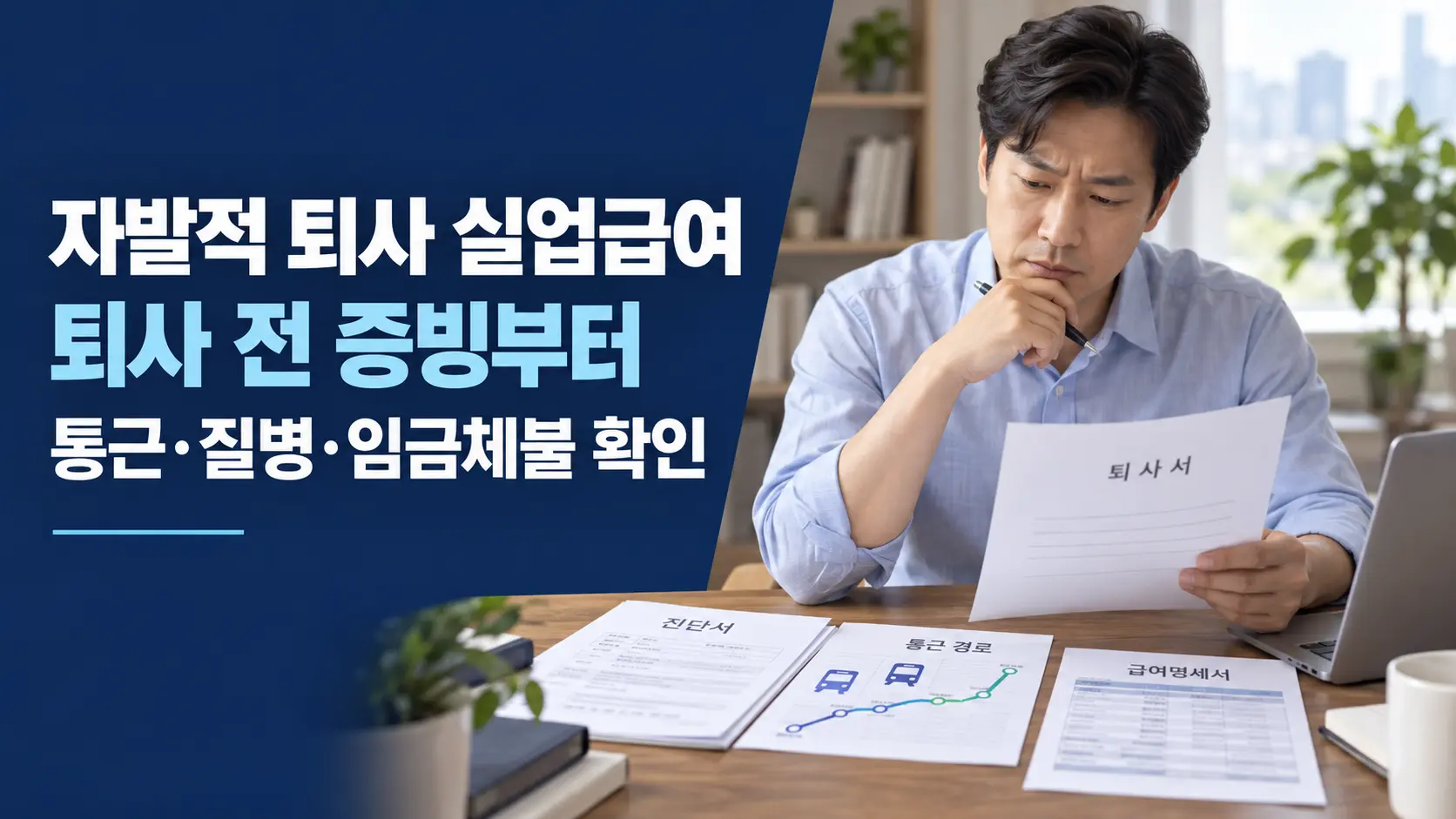 📋 자발적 퇴사 실업급여 받을 수 있을까|통근·질병·임금체불 증빙표